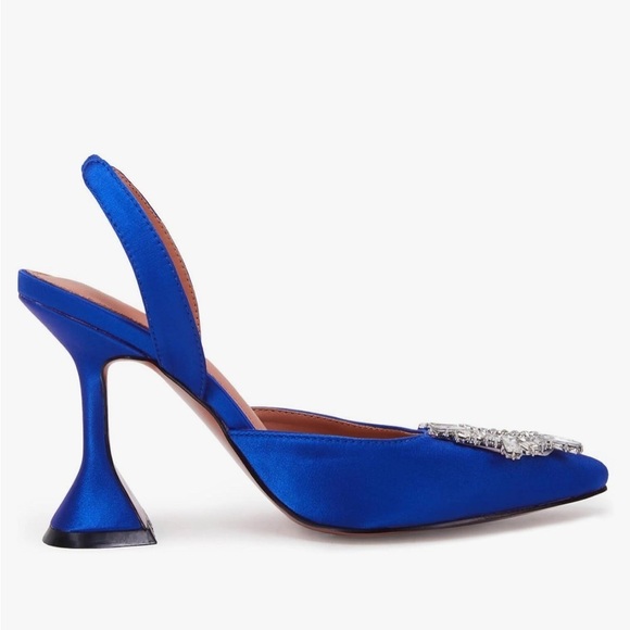 High Heel Crystal Slingback Pumps Pointed Toe Strappy Triangle Heeled new - Picture 3 of 7